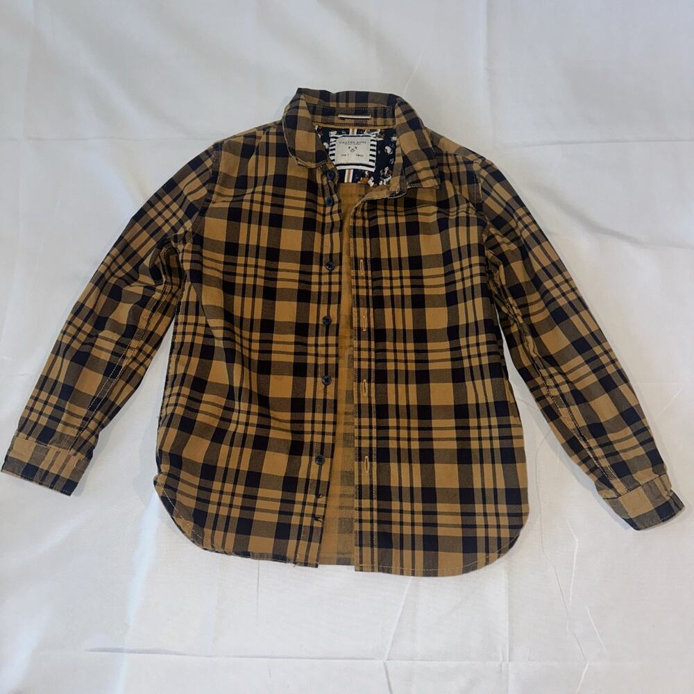 Cactus Boys Size 7 Button-Down Dress Shirt, Brown, And Black Geometric Pattern